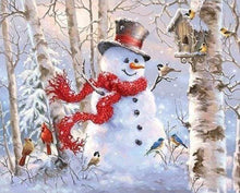 Laden Sie das Bild in den Galerie-Viewer, Diamond Painting, Schneemann im Wald