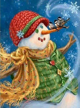 Laden Sie das Bild in den Galerie-Viewer, Diamond Painting, Schneemann mit grüner Jacke