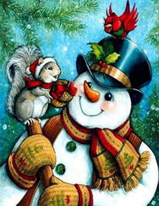 Diamond Painting, Schneemann und kleine Freunde