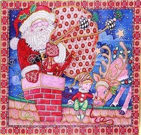 Diamond Painting, Weihnachtsmann mit Hirsch