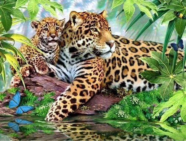 Diamond Painting, Leopardenfamilie