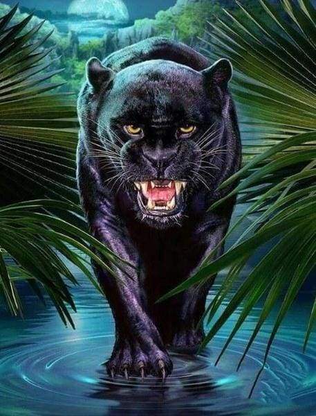 Diamond Painting, Bedrohlicher schwarzer Panther