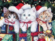 Laden Sie das Bild in den Galerie-Viewer, Diamond Painting, Drei Kätzchen Weihnachten