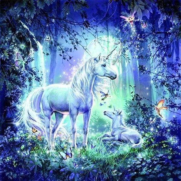 Diamond Painting, Einhorn im Wald