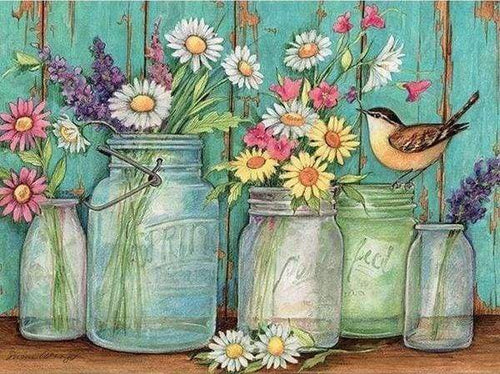 Diamond Painting, Vasen und Vogel