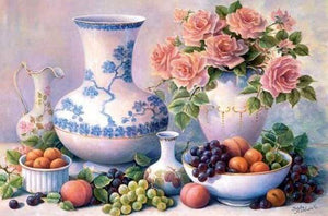 Diamond Painting, Vasen und Früchte