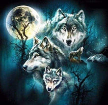 Laden Sie das Bild in den Galerie-Viewer, Diamond Painting, Wolf und Vollmond