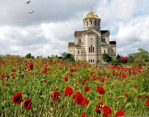 Malen nach Zahlen fŸr Erwachsene |ÊKirche auf dem Land | Figured'Art