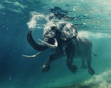 Laden Sie das Bild in den Galerie-Viewer, Malen nach Zahlen fŸr Erwachsene |ÊSchwimmender Elefant im Wasser | Figured&#39;Art