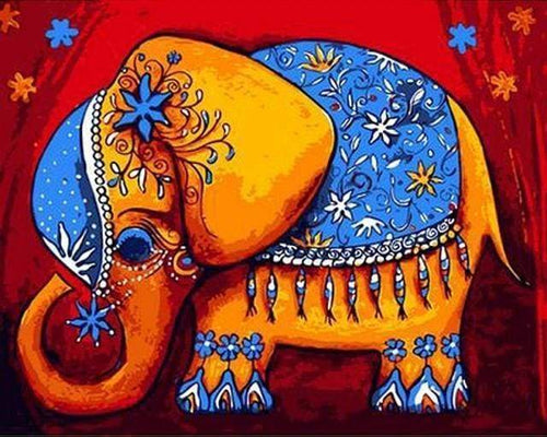 Malen nach Zahlen fŸr Erwachsene |ÊElefant bereit für die Zeremonie | Figured'Art