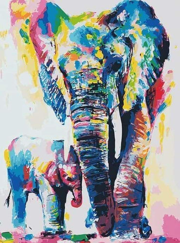 Malen nach Zahlen fŸr Erwachsene |ÊElefanten Aquarell | Figured'Art