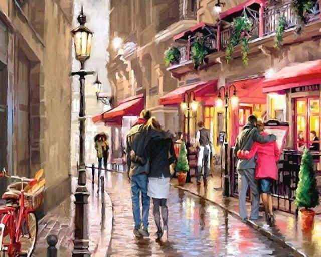 Malen nach Zahlen fŸr Erwachsene |ÊAuf dem Weg zum Restaurant | Figured'Art