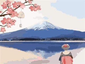 Malen nach Zahlen fŸr Erwachsene |ÊMit Blick auf den Berg Fuji | Figured'Art