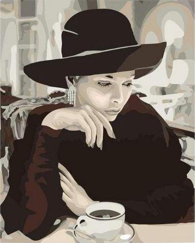 Malen nach Zahlen fŸr Erwachsene |ÊElegante Frau und Kaffeetasse | Figured'Art