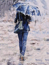 Laden Sie das Bild in den Galerie-Viewer, Malen nach Zahlen fŸr Erwachsene |ÊFrau in Blau mit Regenschirm | Figured&#39;Art