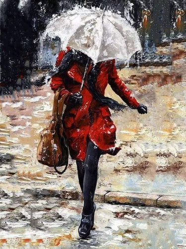 Malen nach Zahlen fŸr Erwachsene |ÊFrau alleine im Regen | Figured'Art