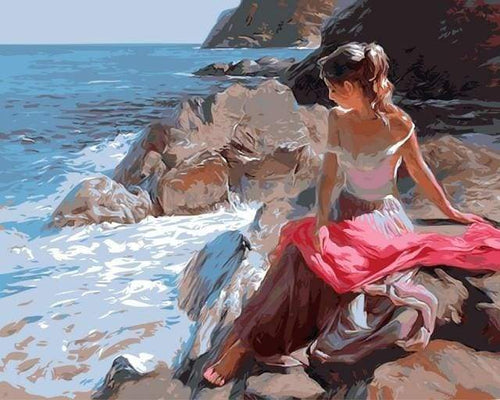 Malen nach Zahlen fŸr Erwachsene |ÊFrau nahe dem Wasser | Figured'Art