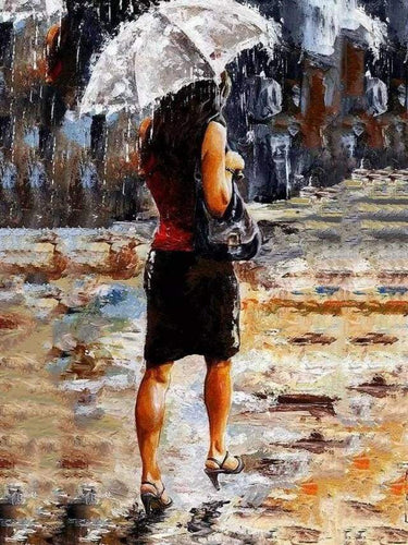 Malen nach Zahlen fŸr Erwachsene |ÊFrau im starken Regen | Figured'Art