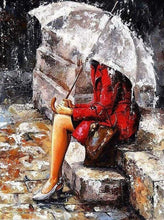 Laden Sie das Bild in den Galerie-Viewer, Malen nach Zahlen fŸr Erwachsene |ÊFraue alleine im Regen | Figured&#39;Art