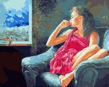 Laden Sie das Bild in den Galerie-Viewer, Malen nach Zahlen fŸr Erwachsene |ÊNachdenkliche Frau nahe dem Fenster | Figured&#39;Art