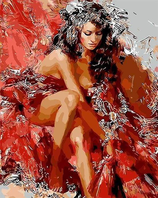 Malen nach Zahlen fŸr Erwachsene |ÊStilvolle Frau in rot | Figured'Art