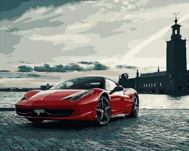 Malen nach Zahlen fŸr Erwachsene |ÊRoter Ferrari | Figured'Art