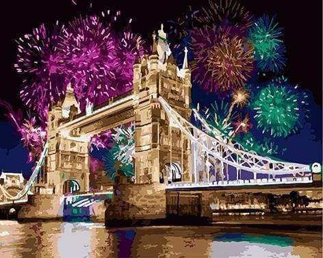 Malen nach Zahlen fŸr Erwachsene |ÊFeuerwerk aus sicht der Brücke | Figured'Art