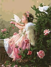 Laden Sie das Bild in den Galerie-Viewer, Malen nach Zahlen Erwachsene Kleiner Engel mit Tauben Figured&#39;Art