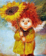 Laden Sie das Bild in den Galerie-Viewer, Malen nach Zahlen fŸr Erwachsene |ÊMädchen mit Sonnenblume | Figured&#39;Art