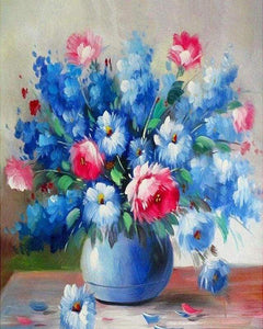 Malen nach Zahlen fŸr Erwachsene |ÊBlaue und rote Blumen | Figured'Art