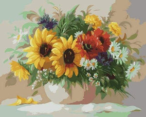 Malen nach Zahlen fŸr Erwachsene |ÊBunte Blumen in einer Vase | Figured'Art
