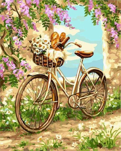 Malen nach Zahlen fŸr Erwachsene |ÊBlumen und Fahrrad | Figured'Art