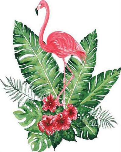 Malen nach Zahlen fŸr Erwachsene |ÊBlumen und Flamingo | Figured'Art