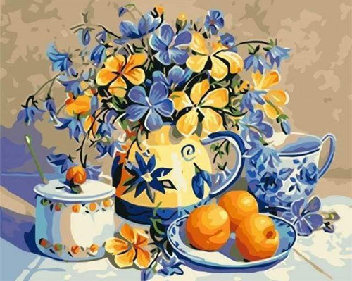 Malen nach Zahlen fŸr Erwachsene |ÊBlumen und Orangen | Figured'Art