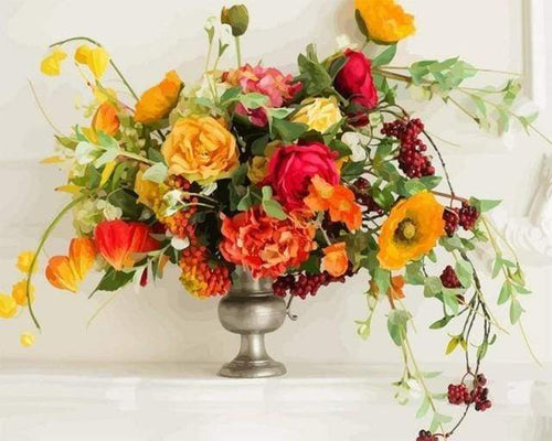 Malen nach Zahlen fŸr Erwachsene |ÊOrangefarbige Blumen | Figured'Art