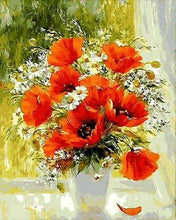 Laden Sie das Bild in den Galerie-Viewer, Malen nach Zahlen fŸr Erwachsene |ÊRote Blumen und Gänseblümchen | Figured&#39;Art