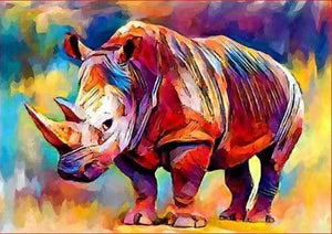 Malen nach Zahlen fŸr Erwachsene |ÊGroßes buntes Nashorn | Figured'Art