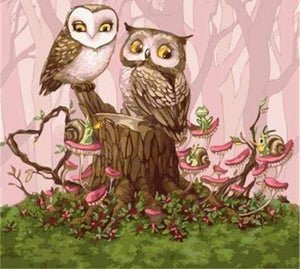 Malen nach Zahlen fŸr Erwachsene |ÊEulen im Wald | Figured'Art
