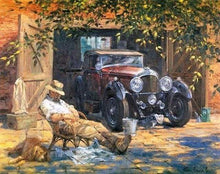 Laden Sie das Bild in den Galerie-Viewer, Malen nach Zahlen fŸr Erwachsene |ÊSchlafender Mann in der Nähe seines Wagens | Figured&#39;Art
