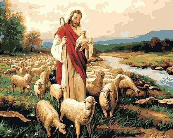 Malen nach Zahlen fŸr Erwachsene |ÊJesus Christus und seine Herde | Figured'Art