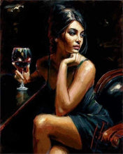 Laden Sie das Bild in den Galerie-Viewer, Malen nach Zahlen fŸr Erwachsene |ÊJunge Frau am Aperitif | Figured&#39;Art