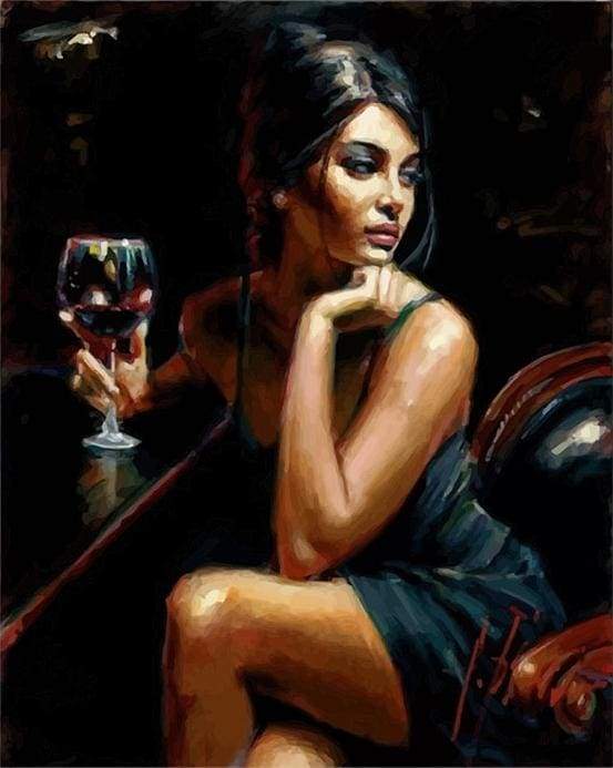 Malen nach Zahlen fŸr Erwachsene |ÊJunge Frau am Aperitif | Figured'Art