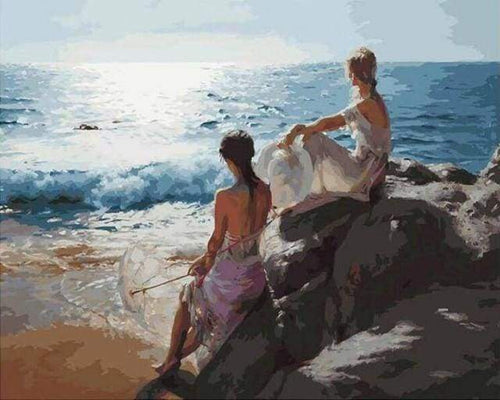 Malen nach Zahlen fŸr Erwachsene |ÊMädchen auf dem Strand | Figured'Art