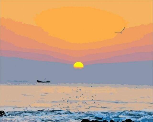 Malen nach Zahlen fŸr Erwachsene |ÊSonnenuntergang am Meer | Figured'Art