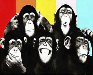 Malen nach Zahlen fŸr Erwachsene |ÊSchimpansenfamilie | Figured'Art