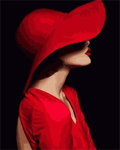 Malen nach Zahlen fŸr Erwachsene |ÊDie Frau in Rot | Figured'Art