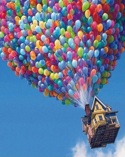Malen nach Zahlen fŸr Erwachsene |ÊHaus und Luftballons | Figured'Art
