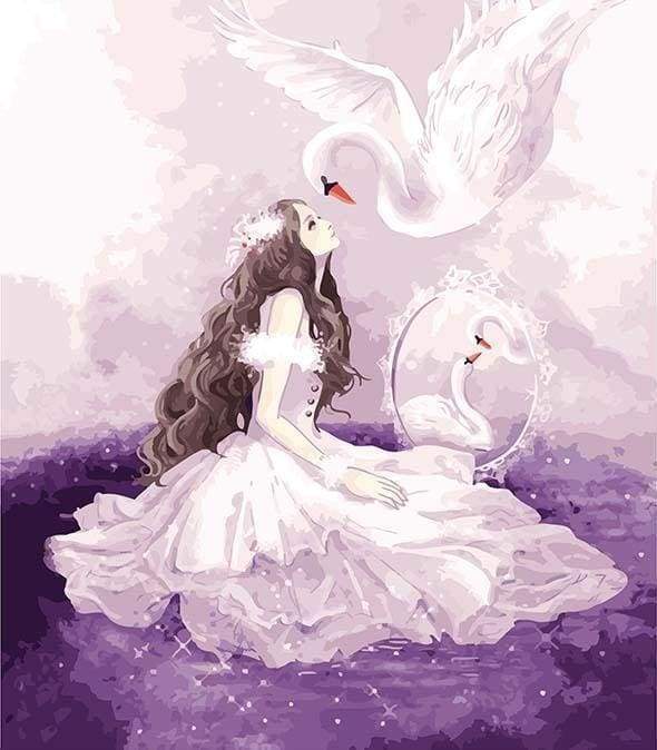 Malen nach Zahlen fŸr Erwachsene |ÊDie Prinzessin und der Schwan | Figured'Art