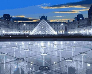 Malen nach Zahlen fŸr Erwachsene |ÊDie Louvre-Pyramide in Paris | Figured'Art