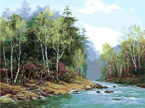 Malen nach Zahlen fŸr Erwachsene |ÊFluss im Frühjahr | Figured'Art